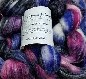 Hand Dyed Lucky Baaahboo Top Roving 8 oz. (Frabjous Fibers)