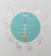 Load image into Gallery viewer, Mindful Sterling Silver Plated Chakra Stitch Markers (Knitter&#39;s Pride)
