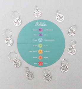 Mindful Sterling Silver Plated Chakra Stitch Markers (Knitter's Pride)