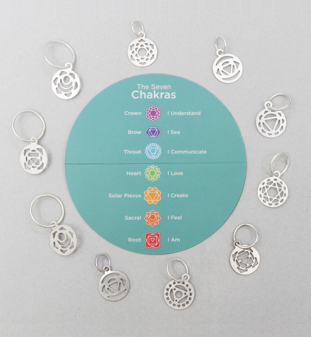 Mindful Sterling Silver Plated Chakra Stitch Markers (Knitter's Pride)